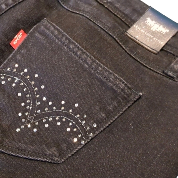 LEVI'S Lady Style Black Denim Skirt Rhinestones Size W27 - Picture 10 of 16